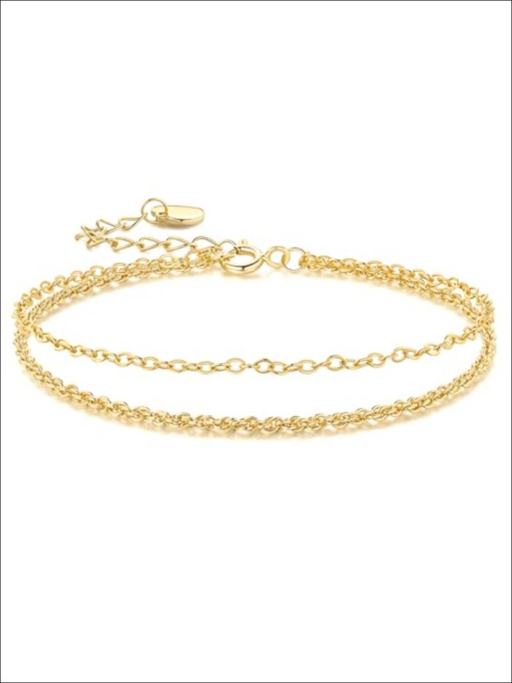 14K Gold Plated Layered Double Chain Bracelet for Women